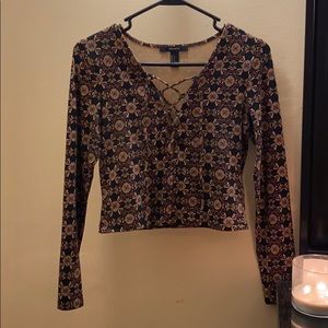 Forever 21, crop top,long sleeve,stretchy, size M